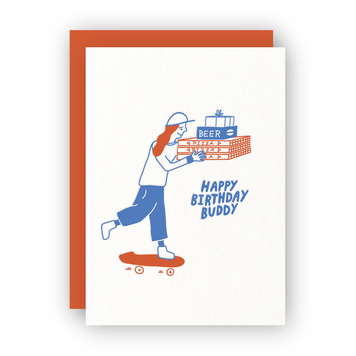 Happy Birthday Buddy Letterpress Greeting Card