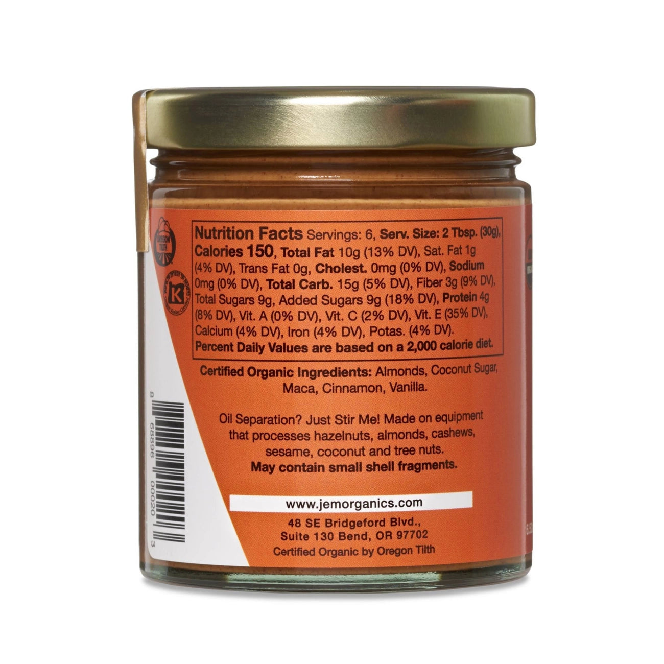 6.52 oz JEM Organics Cinnamon Maca Almond Butter