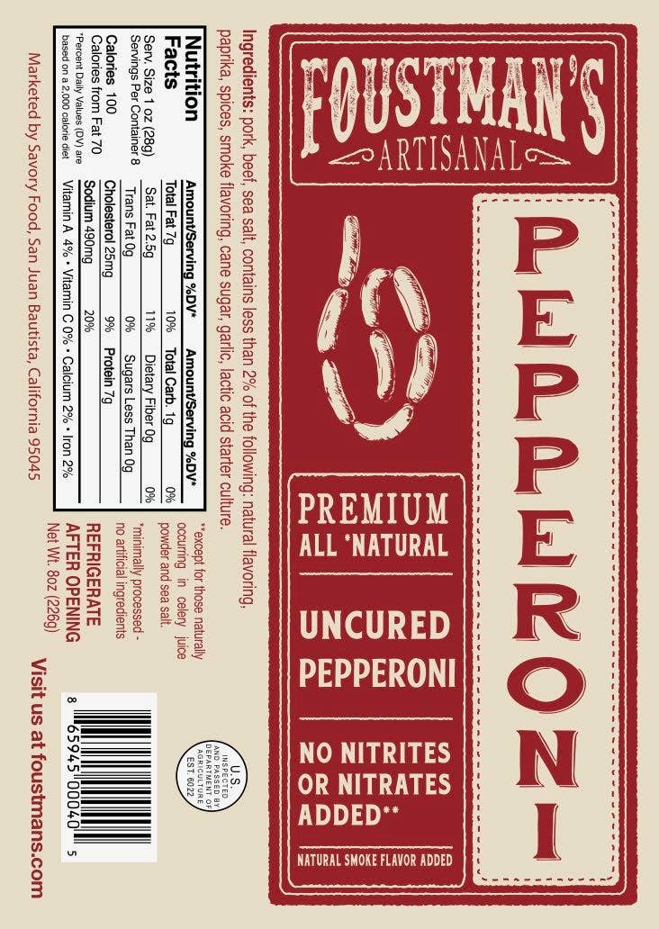 PEPPERONI | FOUSTMAN'S ALL-NATURAL UNCURED - 8oz