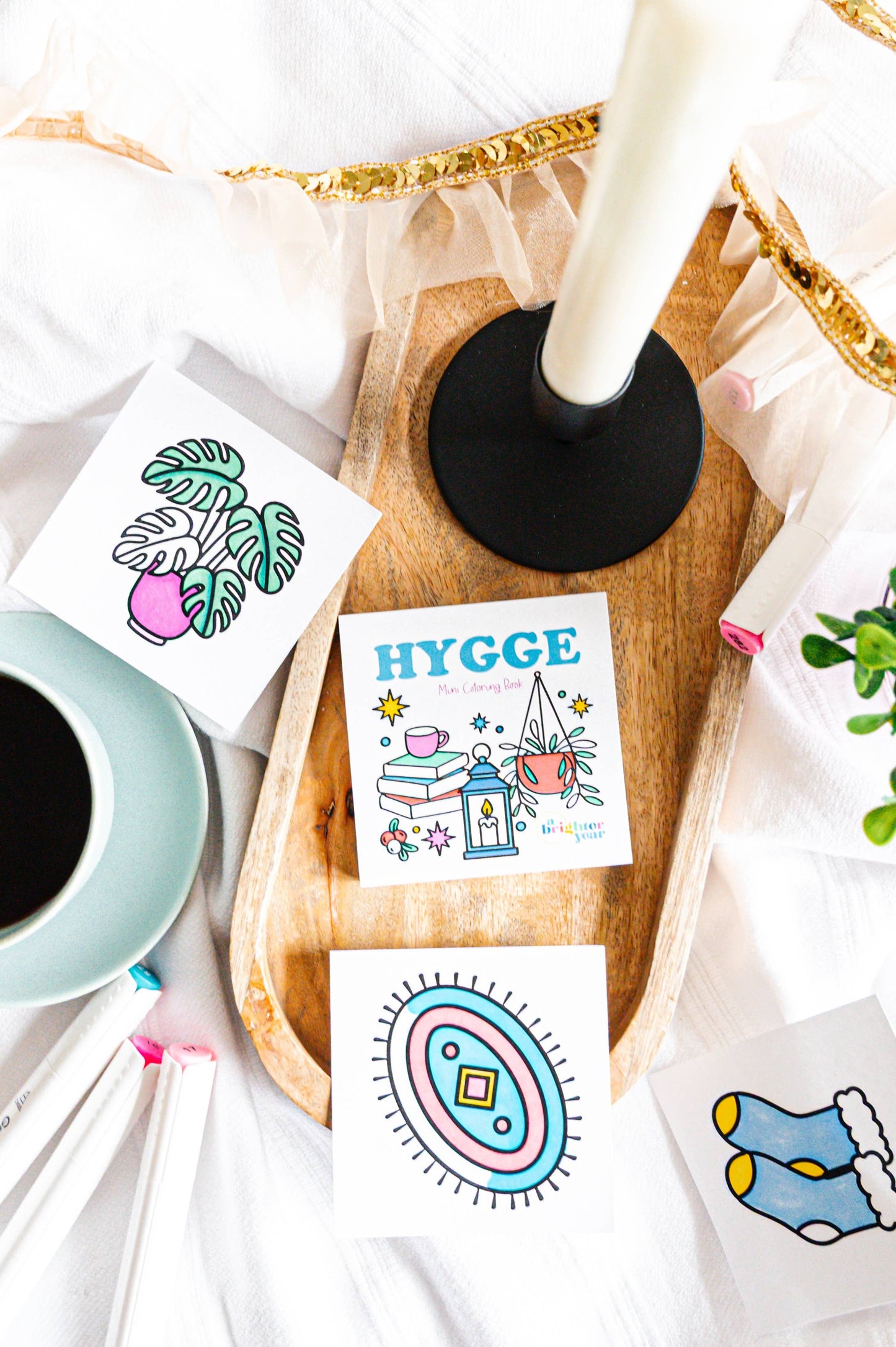 Hygge Mini Coloring Book - Cozy Bookish Themed Coloring Book