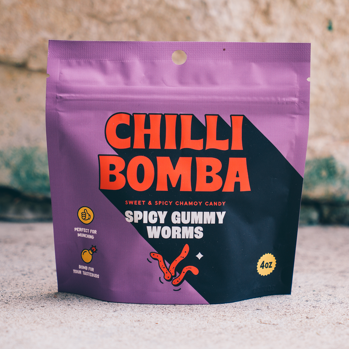 Chilli Bomba Spicy Gummy Worms Chili Chamoy Candy 4oz