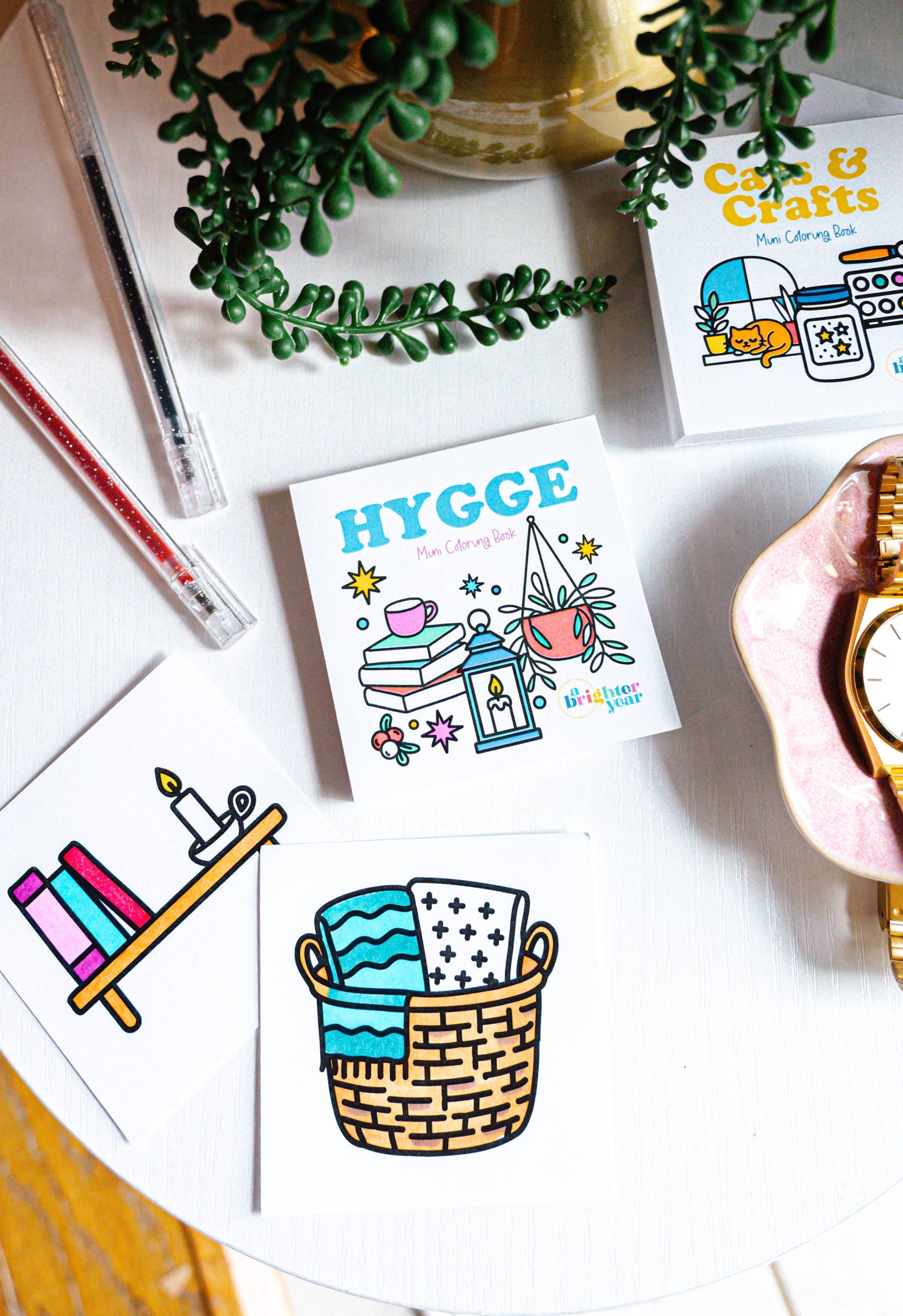 Hygge Mini Coloring Book - Cozy Bookish Themed Coloring Book