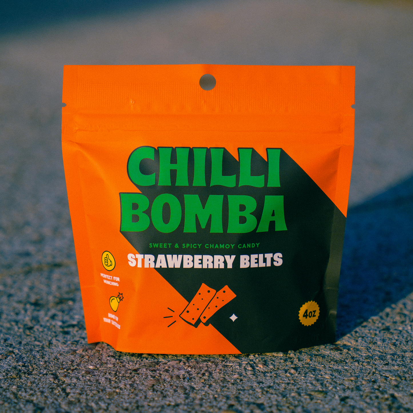 Chilli Bomba Strawberry Belts Chamoy Candy 4oz