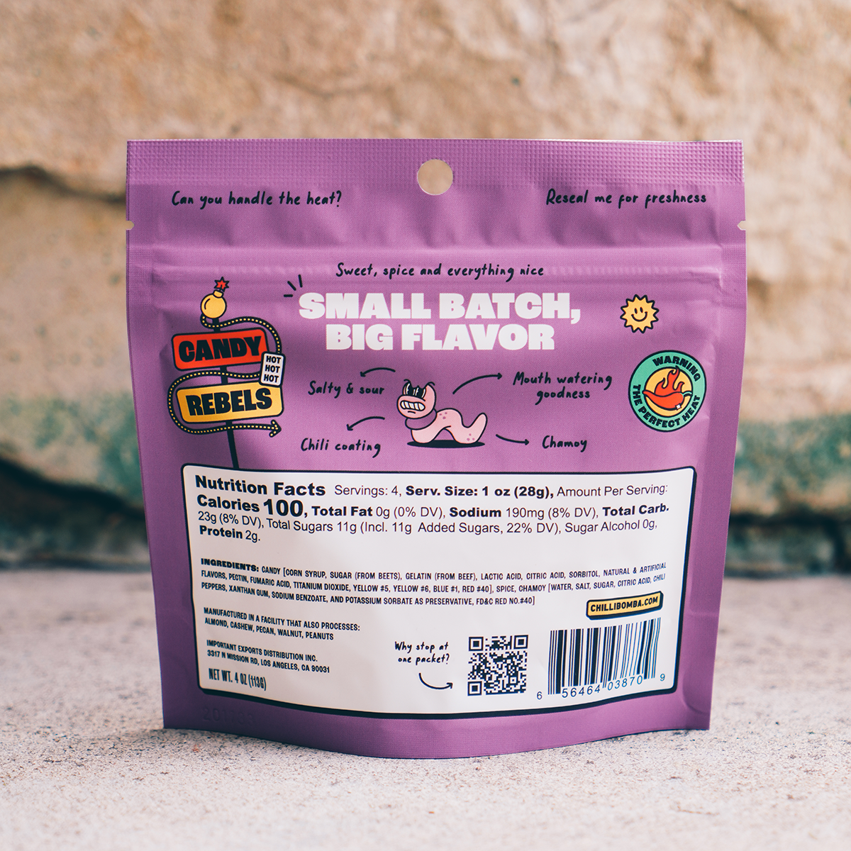 Chilli Bomba Spicy Gummy Worms Chili Chamoy Candy 4oz