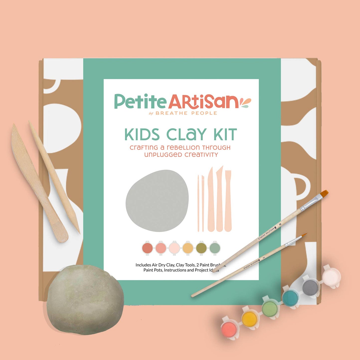 Deluxe Kids Clay Kit Air Dry Pottery Kit All in One Beginner