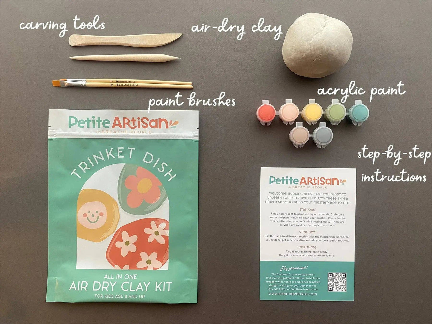 Kids Air Dry Clay Kit All in One Pottery Kit- Pinch Pot