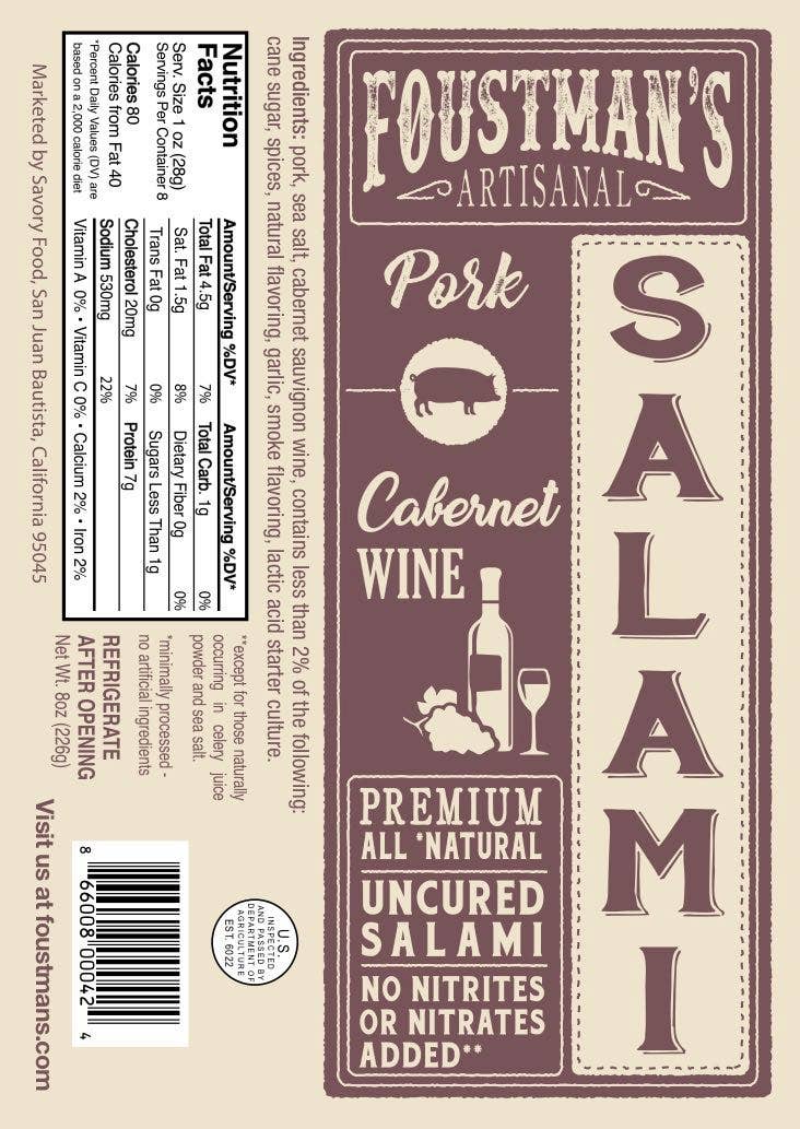 PORK CABERNET WINE | FOUSTMAN'S ALL-NATURAL UNCURED SALAMI