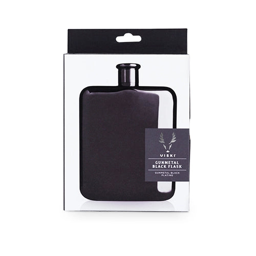 Warren™ Polished Black Gunmetal-Pated Flask