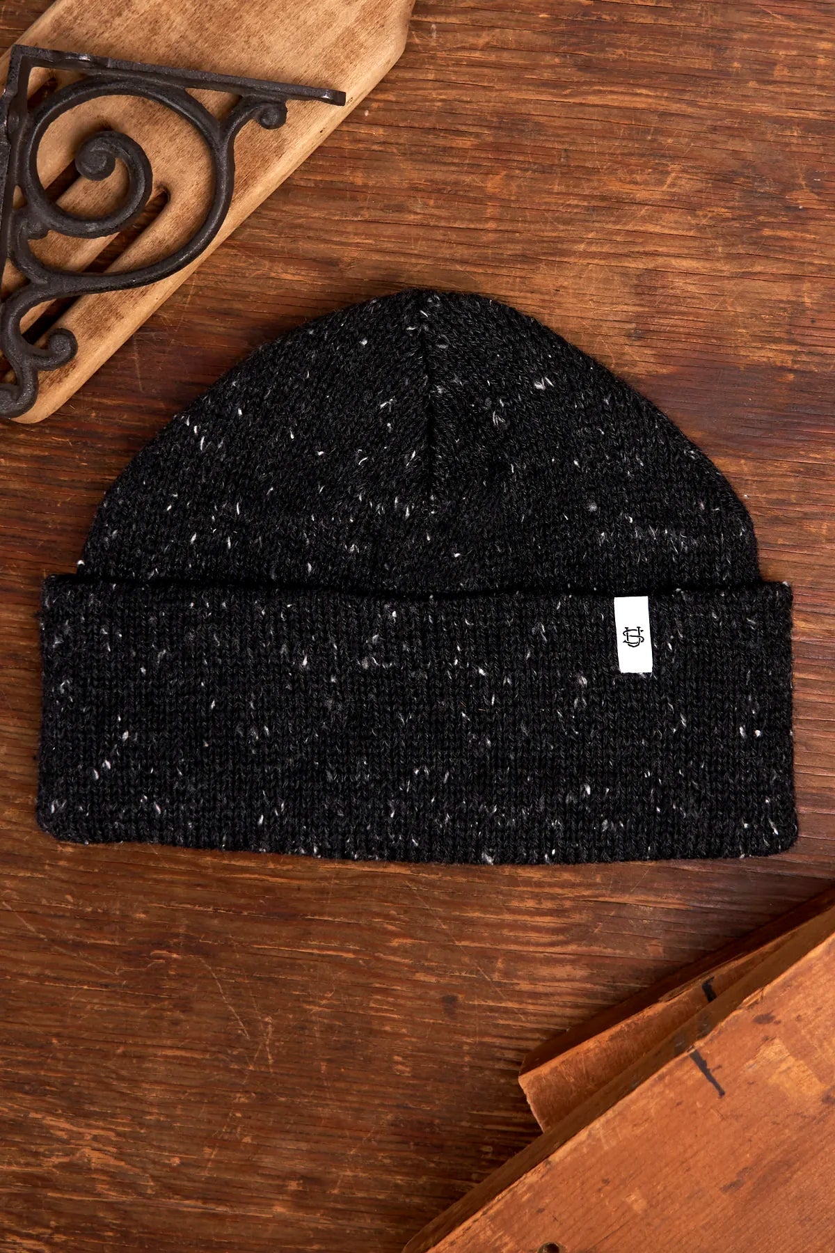 Black Tweed Ragg Wool Beanie