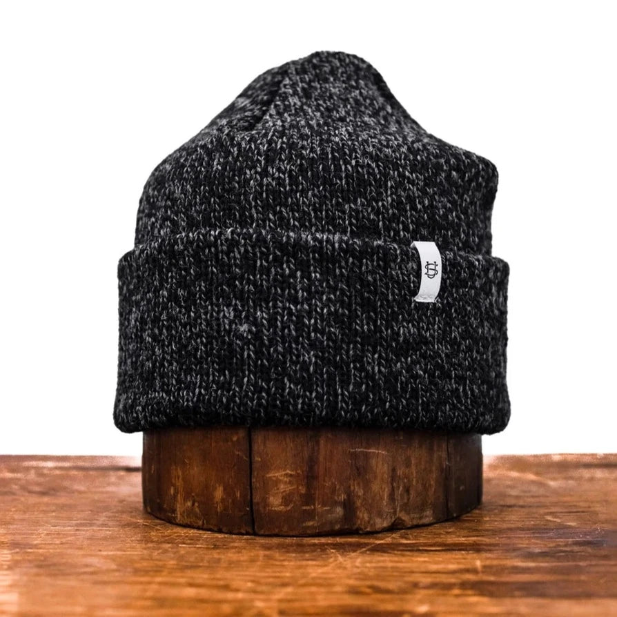 Black Melange Ragg Wool Beanie