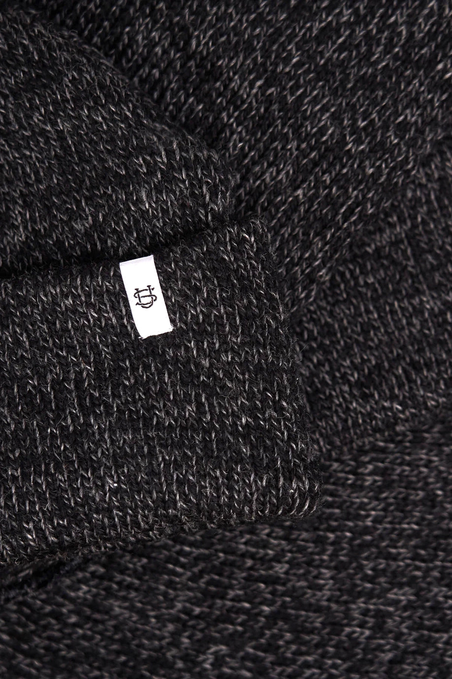 Black Melange Ragg Wool Beanie