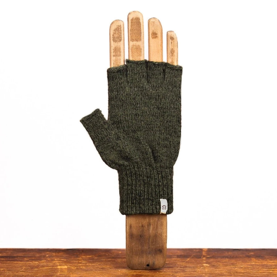 Dark Melange Fingerless Ragg Wool Gloves