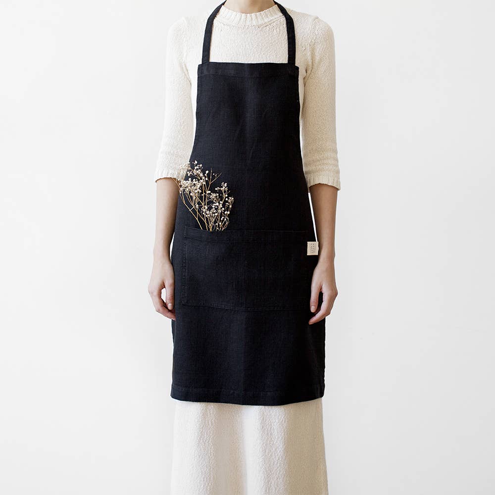 Black Linen Daily Apron