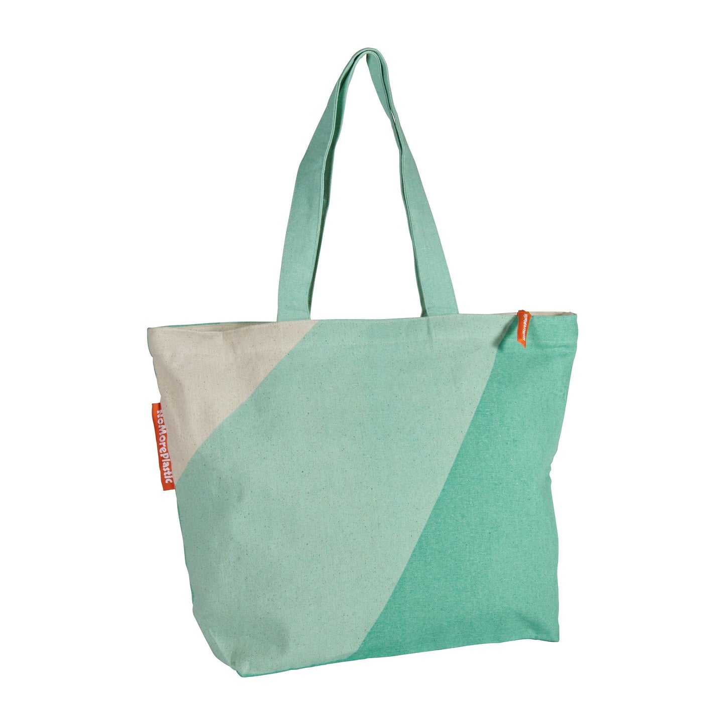 Shopper van gerecycled bedlinnen - Soft Mint