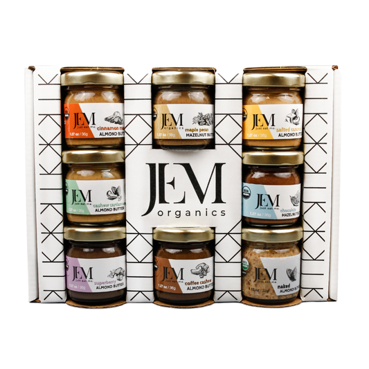 JEM Nut Butters 8 Pack Gift Box/Sampler Pack  1.27oz jars