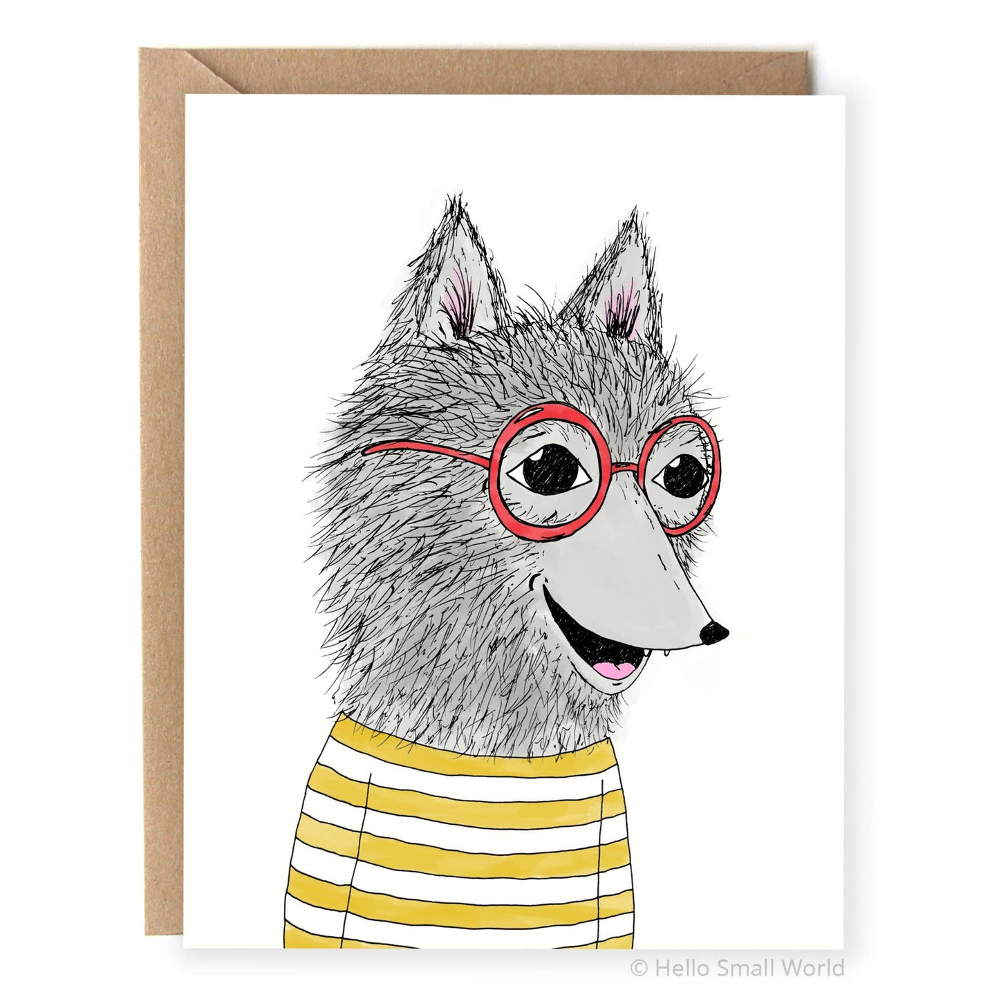 Wolf With Glasses Note Card