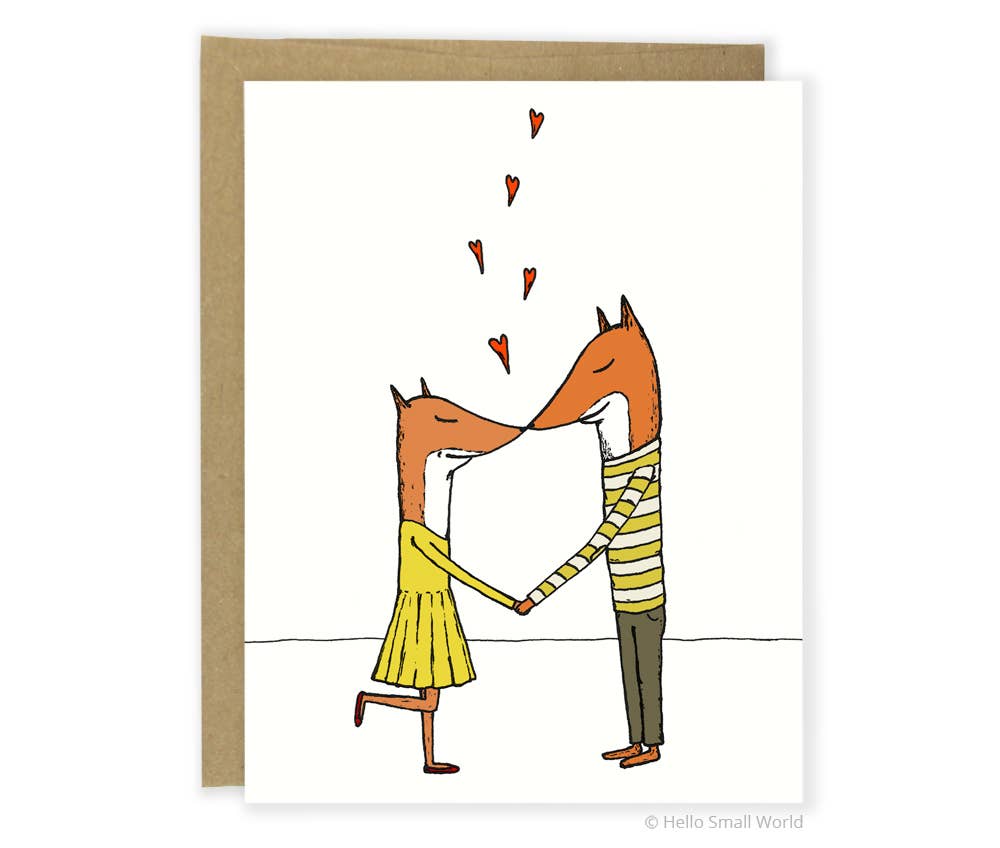 Kissing Foxes Card